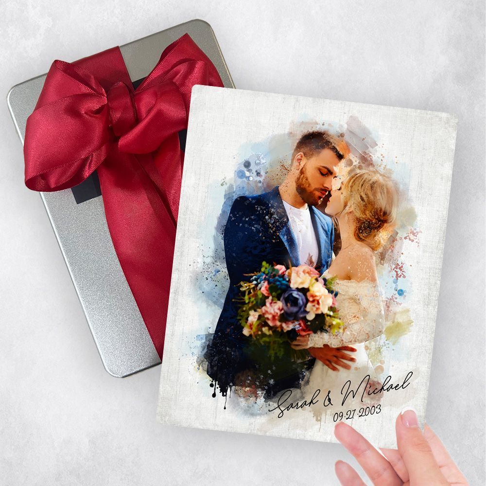 Watercolor Portrait 1st Anniversary Gift Delivery Box Gift for Couple TOY-1843