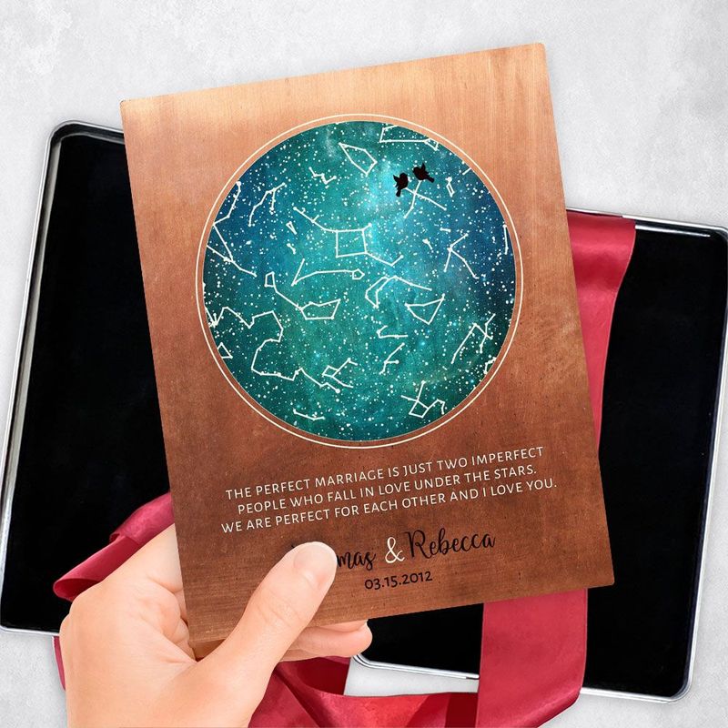 #1 Best Seller - Copper Star Map 7th Anniversary Gift Delivery Box Gift for Couple TOY-1759