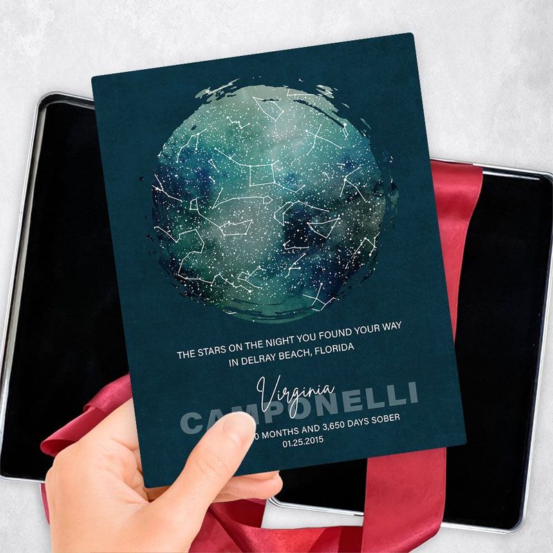 #1 Best Seller - Sobriety Star Map The Night Tou  Found Your Way Recovery Gift Delivery Box Gift for Recovering Alcoholic TOY-2169