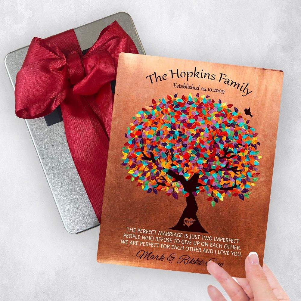 Copper Colorful Spring Tree 7th Anniversary Gift Delivery Box Gift for Couple TOY-1345