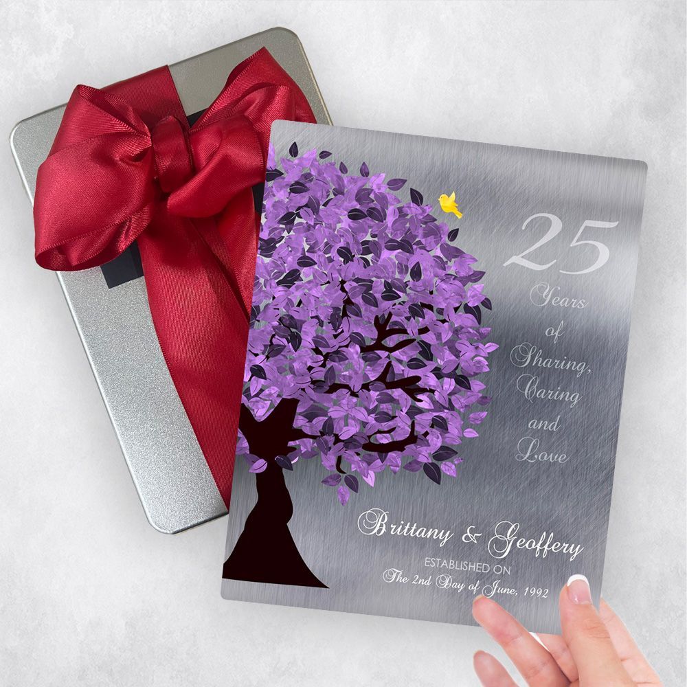 Tin Half Purple Tree 25th Anniversary Gift Delivery Box Gift for Couple TOY-1489