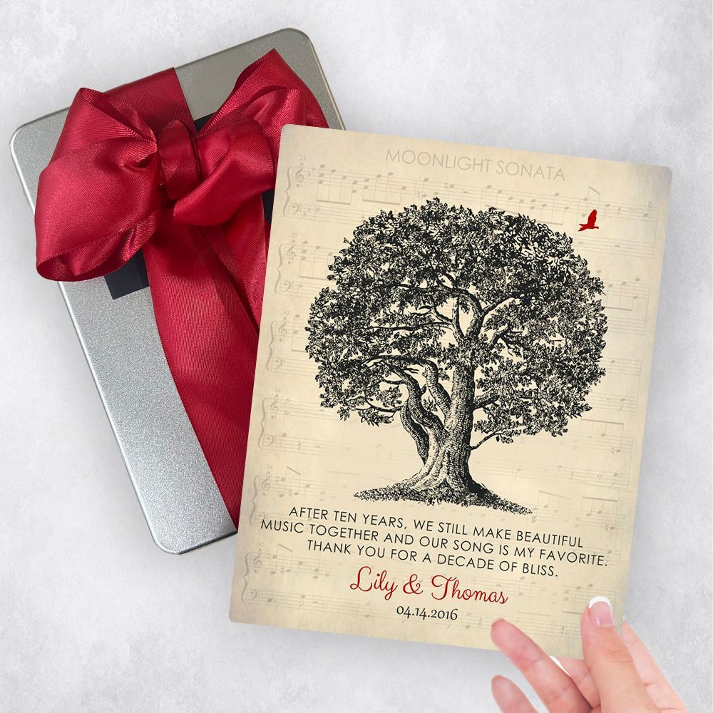Oak Tree and Sheet Music 10th Anniversary Gift Delivery Box Gift for Couple TOY-1340