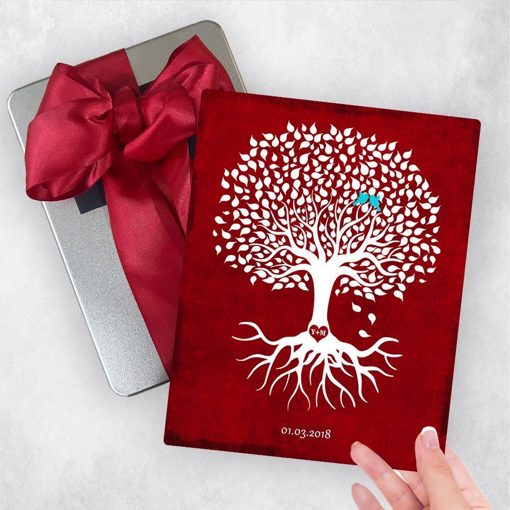 Silhouette Tree With Roots Metal Plaque Anniversary Gift Delivery For Couple Toy-1867
