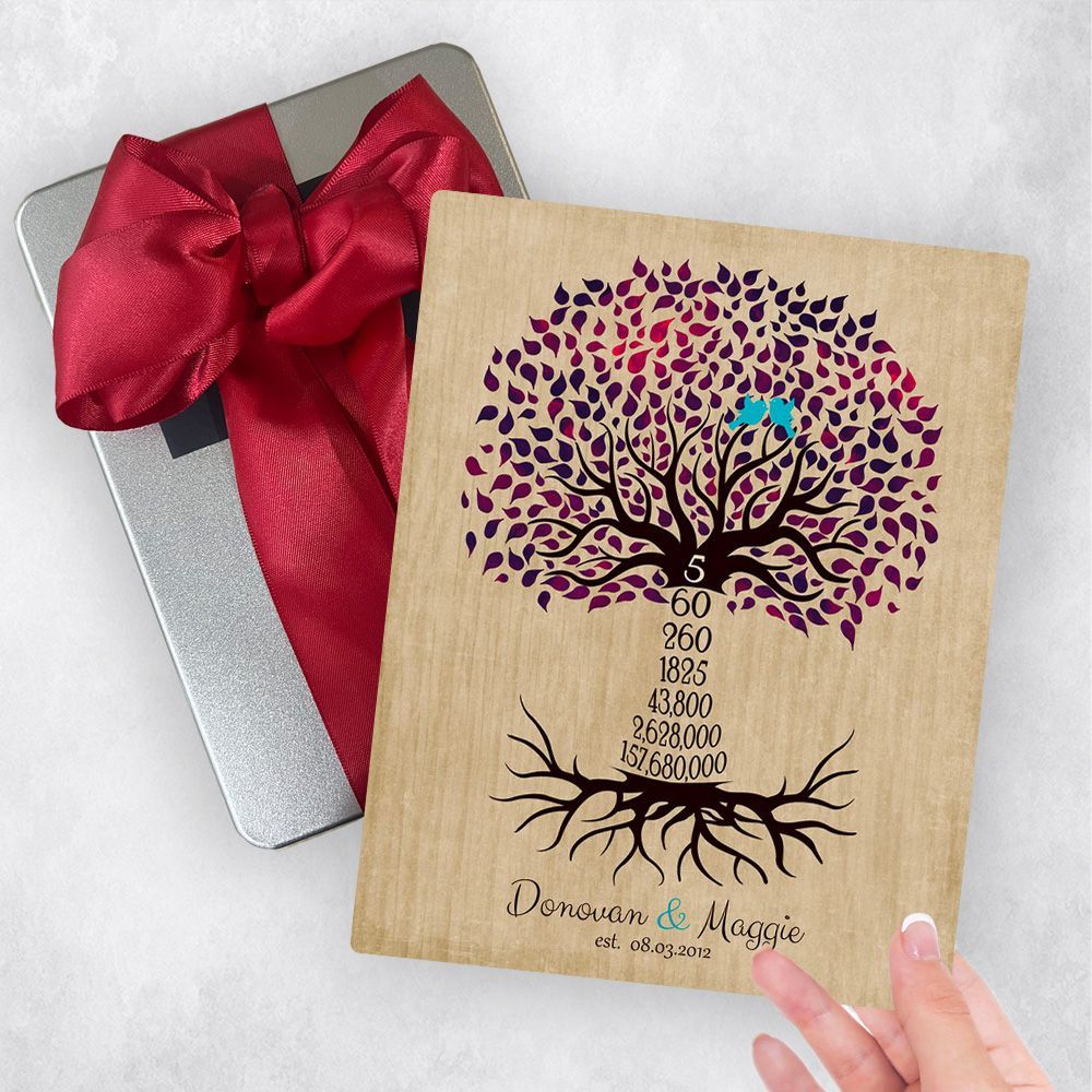 Wood Countdown Tree 5th Anniversary Gift Delivery Box Gift for Couple TOY-1434