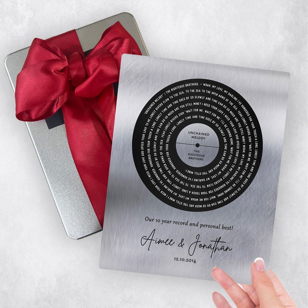 Tin Our Song Lyrics Record Label 10th Anniversary Gift Delivery Box Gift for Couple TOY-1590