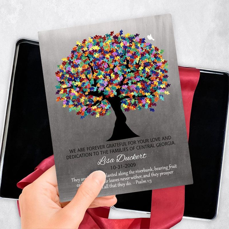 Tin Autism Puzzle Leaf Tree Teacher Appreciation Gift Delivery Box Gift for Educator TOY-1498