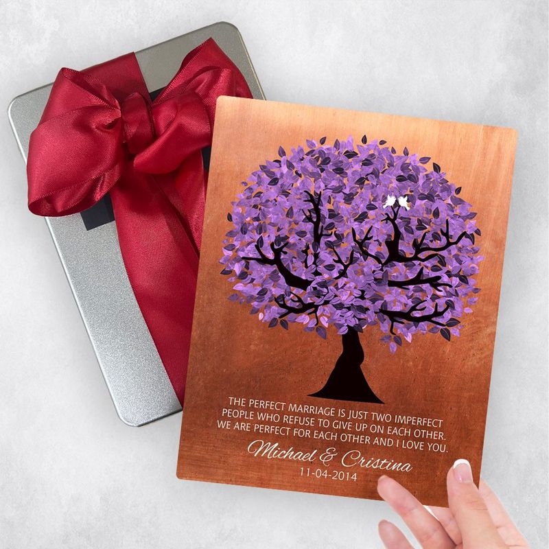 #1 Best Seller - Copper Purple Tree 7th Anniversary Gift Delivery Box Gift for Couple TOY-1479