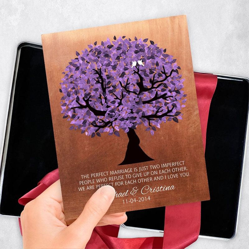 #1 Best Seller - Copper Purple Tree 7th Anniversary Gift Delivery Box Gift for Couple TOY-1479