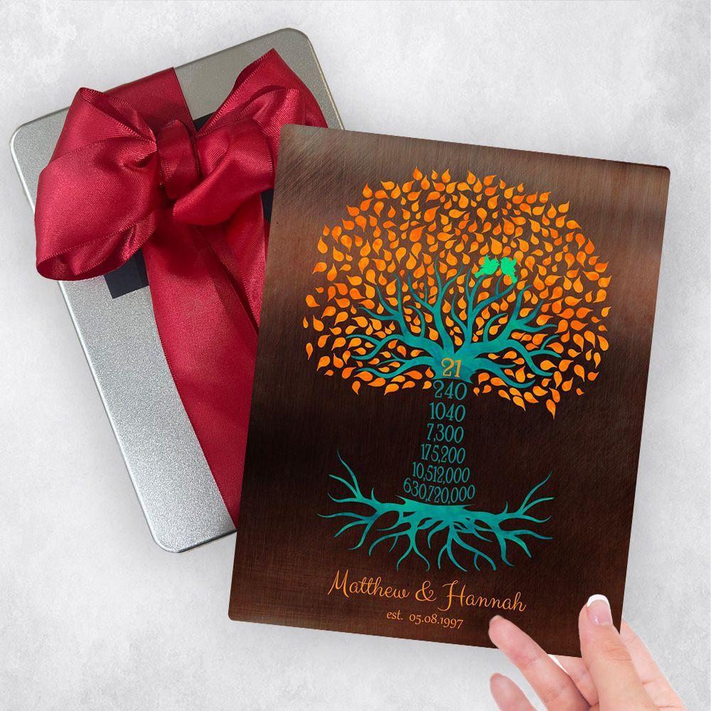 Bronze Countdown Tree 21st Anniversary Gift Delivery Box Gift for Couple TOY-1451