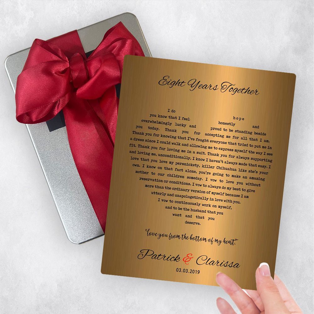Brass Heart Shape Song Lyrics 21st Anniversary Gift Delivery Box Gift for Couple TOY-1789