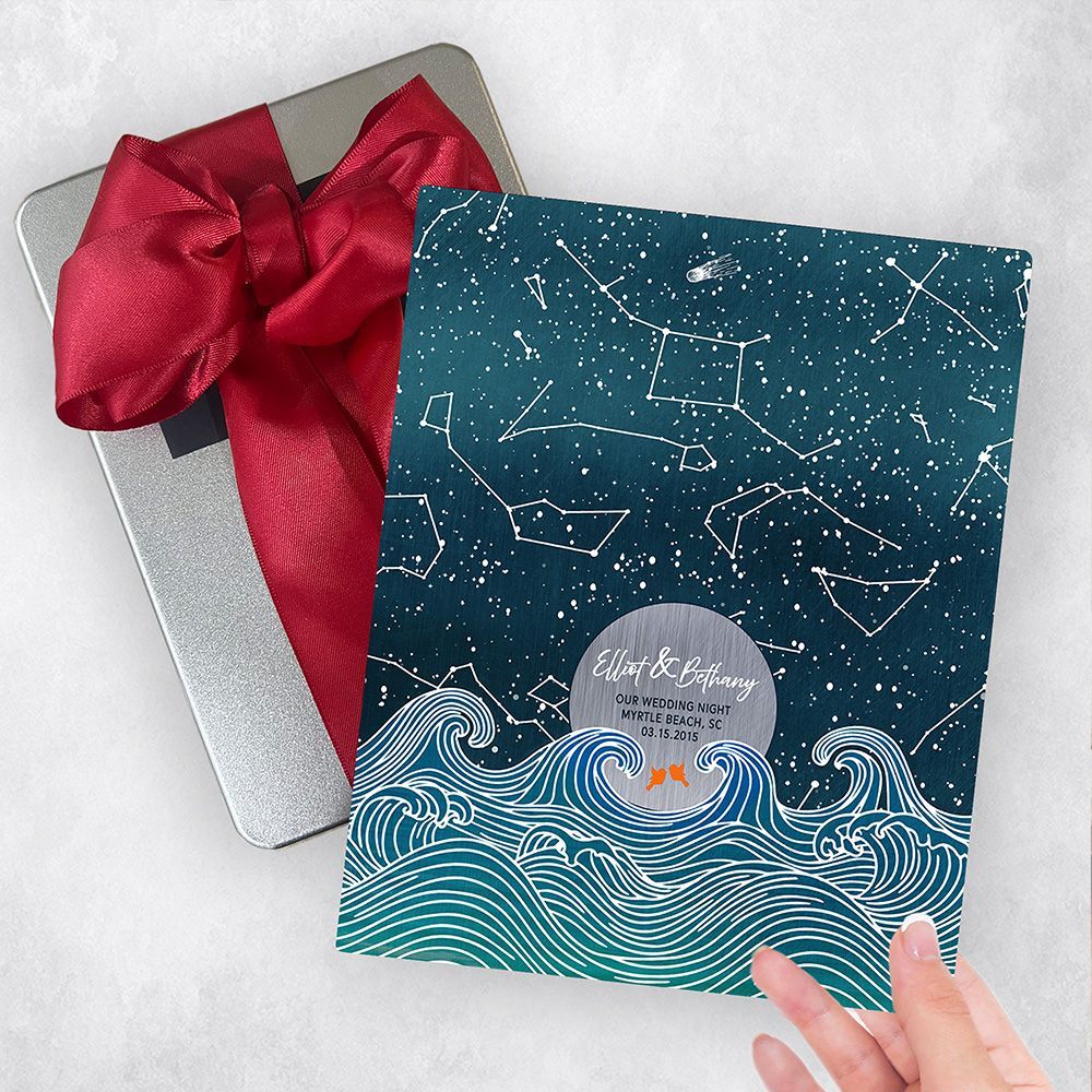#1 Best Seller - Star Map Over Beach Ocean Waves Anniversary Gift Delivery Box Gift for Couple TOY-2171