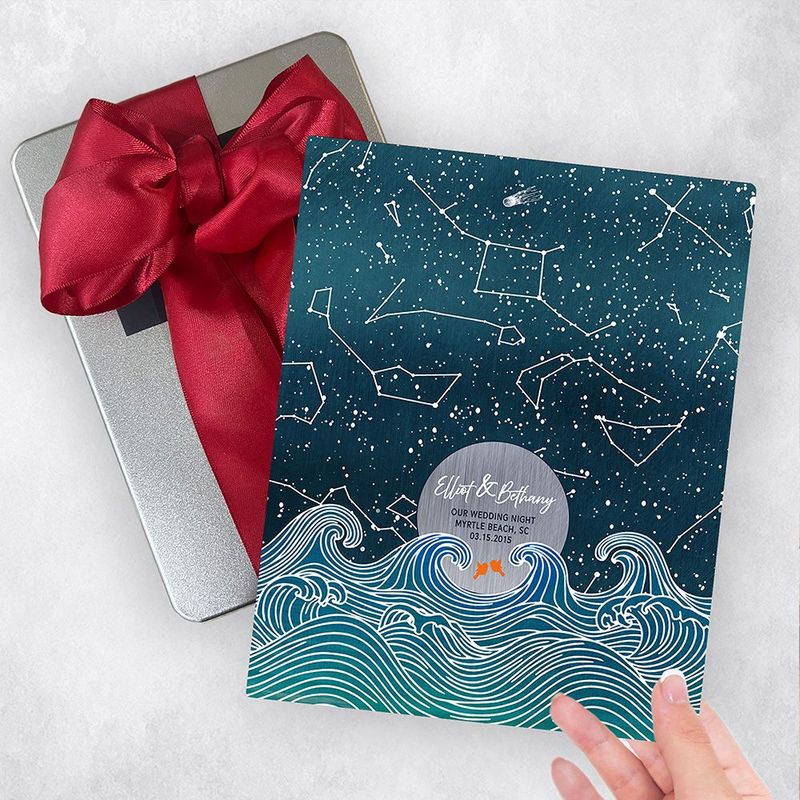#1 Best Seller - Star Map Over Beach Ocean Waves Anniversary Gift Delivery Box Gift for Couple TOY-2171