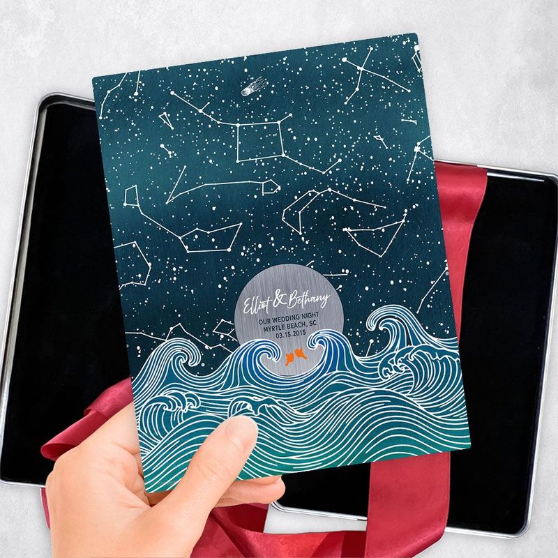 #1 Best Seller - Star Map Over Beach Ocean Waves Anniversary Gift Delivery Box Gift for Couple TOY-2171