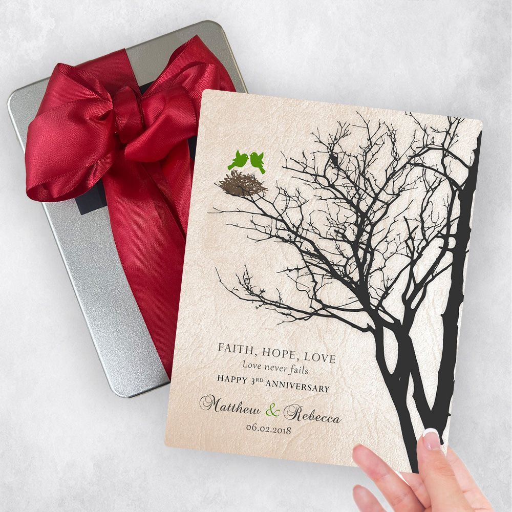 Branchy Tree Peridot Birds 3rd Anniversary Gift Delivery Box Gift for Couple TOY-1545