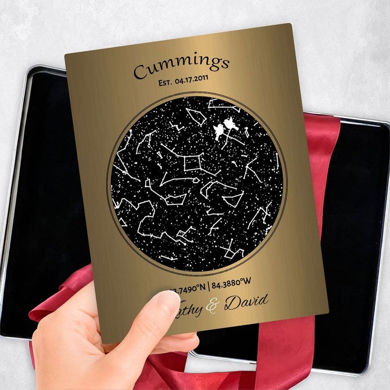 #1 Best Seller - Brass Star Map 8th Anniversary Gift Delivery Box Gift for Couple TOY-1743