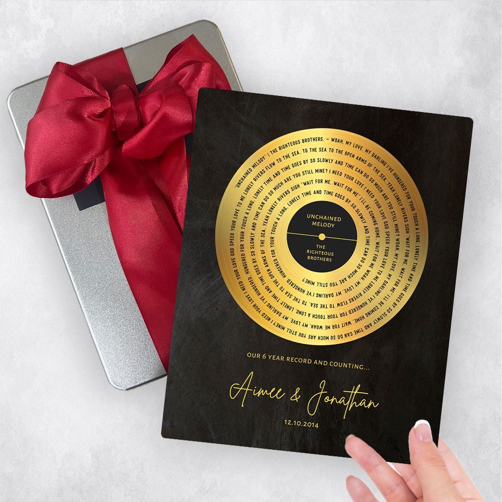 Iron Our Song Lyrics Record Label 6th Anniversary Gift Delivery Box Gift for Couple TOY-1587