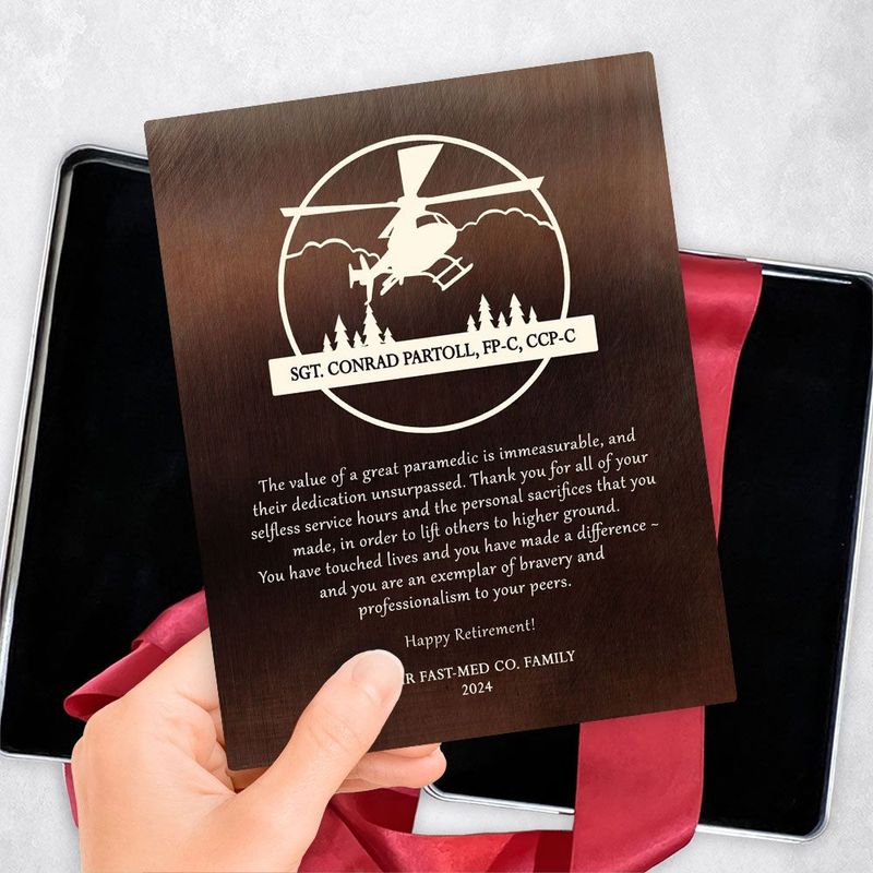 Bronze Helicopter Pilot Service Award Retirement Gift Delivery Box Gift for Pilot TOY-2130