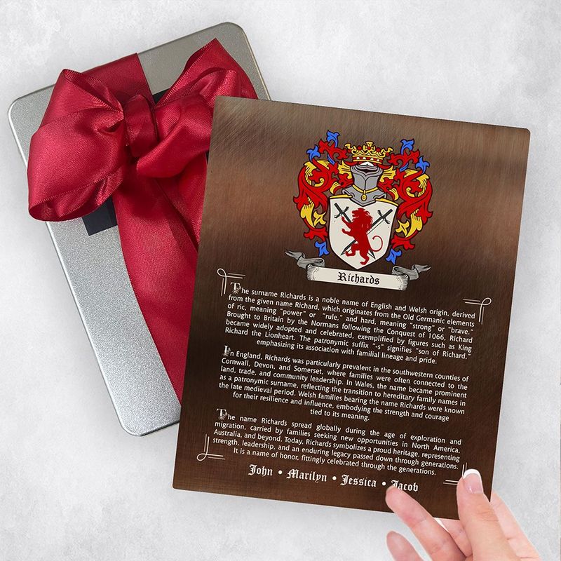 Bronze Family Coat of Arms History of Surname Birthday Gift Delivery Box Gift for Family TOY-2120
