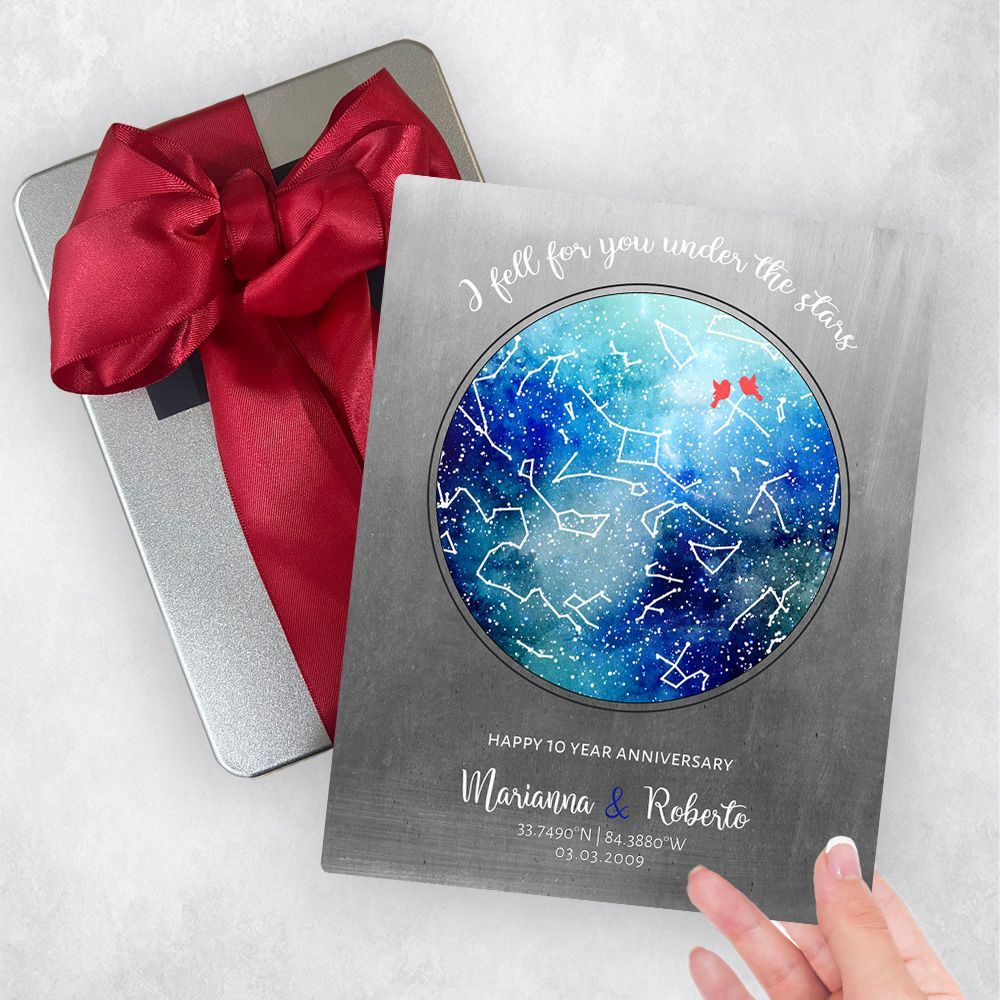 #1 Best Seller - Tin Star Map 10th Anniversary Gift Delivery Box Gift for Couple TOY-1758