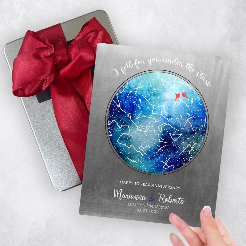 #1 Best Seller - Tin Star Map 10th Anniversary Gift Delivery Box Gift for Couple TOY-1758