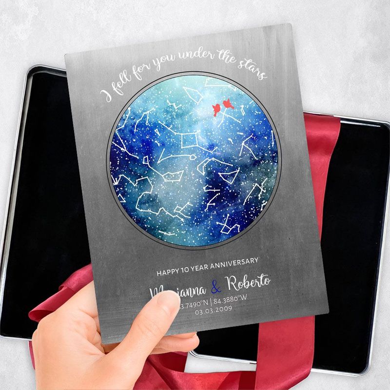 #1 Best Seller - Tin Star Map 10th Anniversary Gift Delivery Box Gift for Couple TOY-1758
