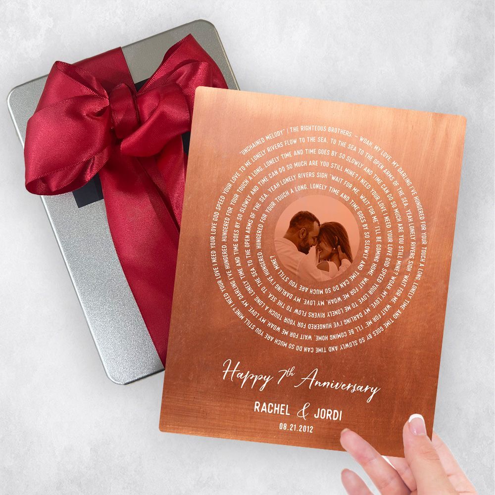 Copper Our Song Lyrics 7th Anniversary Gift Delivery Box Gift for Couple TOY-1908