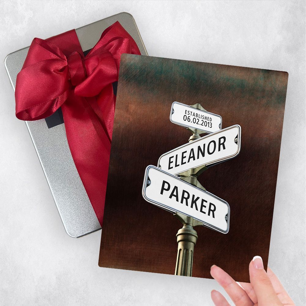 Bronze Crossroads Signpost 8th Anniversary Gift Delivery Box Gift for Couple TOY-1944