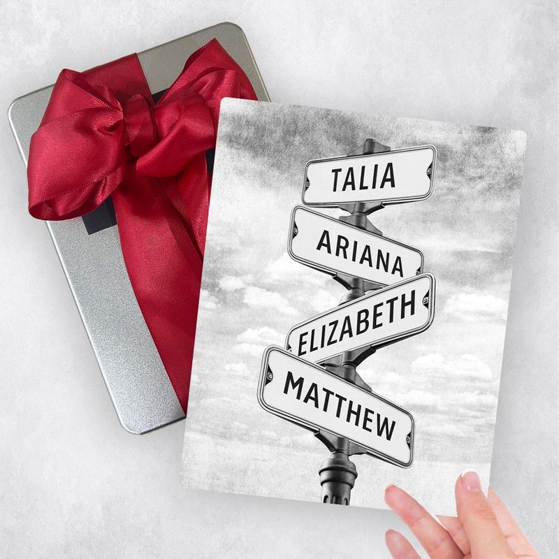 Family Signpost 4 Names 2nd Anniversary Gift Delivery Box Gift for Couple TOY-1938