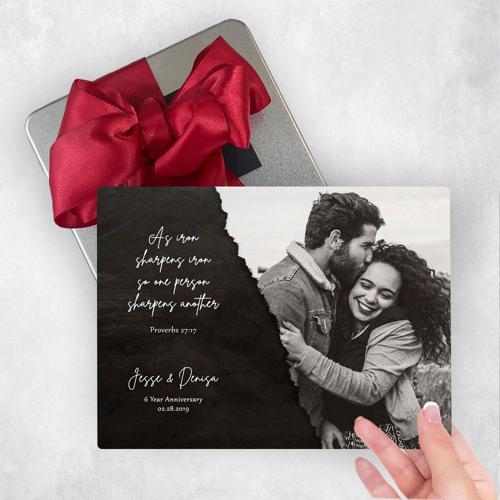 Iron Wedding Photo and Vows 6th Anniversary Gift Delivery Box Gift for Couple TOY-2159