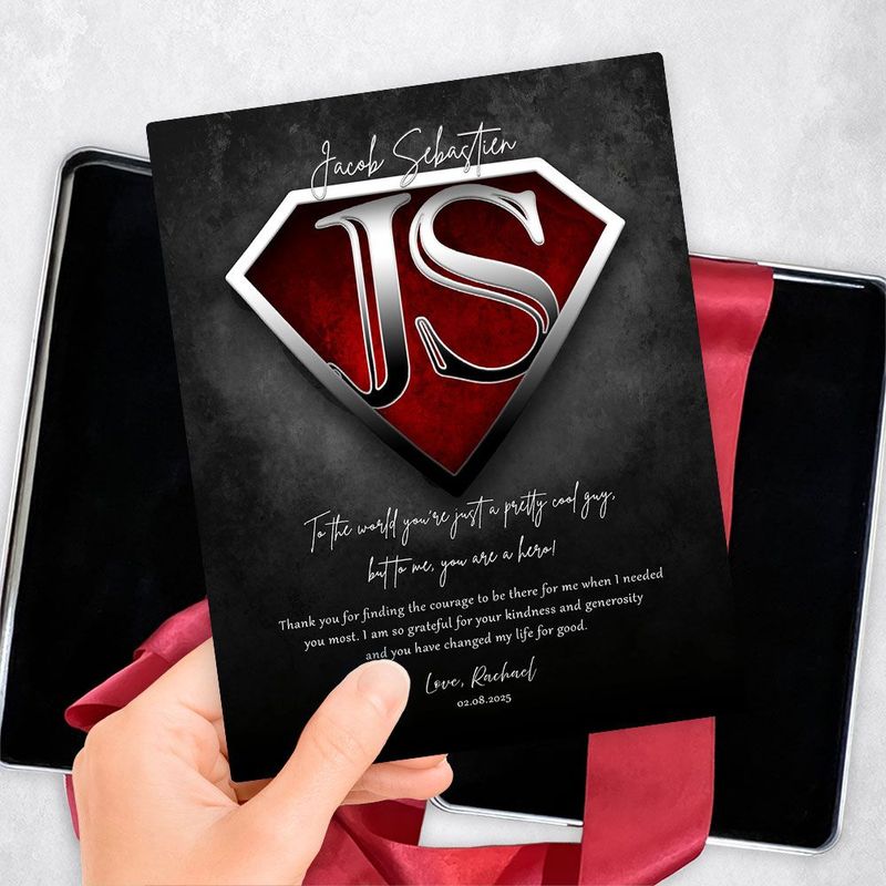 #1 Best Seller - Super Hero Initials in Shield Gratitude Gift Delivery Box Gift for Hero TOY-2145