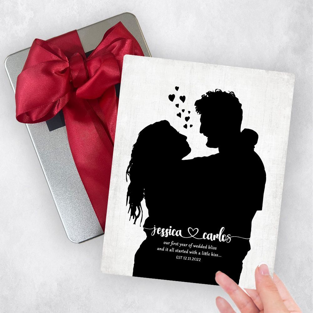 Paper Couple Silhouette 1st Anniversary Gift Delivery Box Gift for Couple TOY-1859