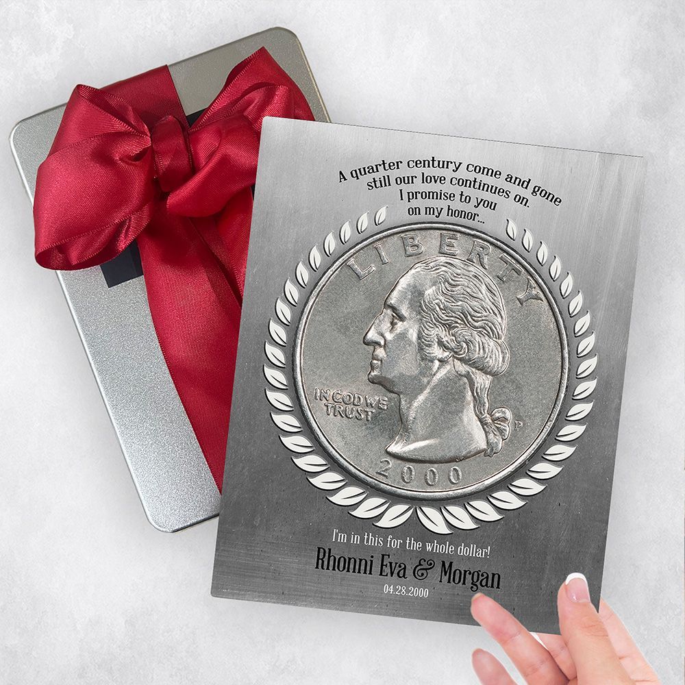 Tin Quarter of a Century Coin 25th Anniversary Gift Delivery Box Gift for Family TOY-2142
