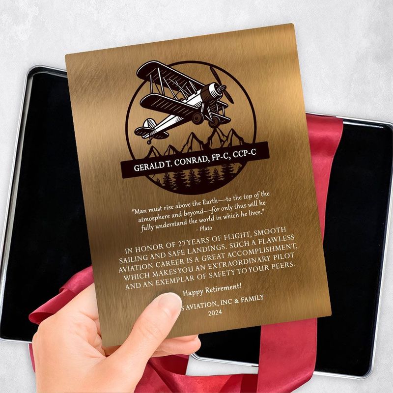 #1 Best Seller - Bronze Airplane Pilot Biplane Service Award Retirement Gift Delivery Box Gift for Pilot TOY-2131
