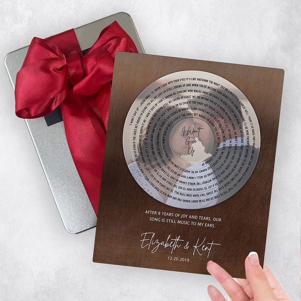 Bronze Our Song Lyrics Record Label Photo 8th Anniversary Gift Delivery Box Gift for Couple TOY-2116