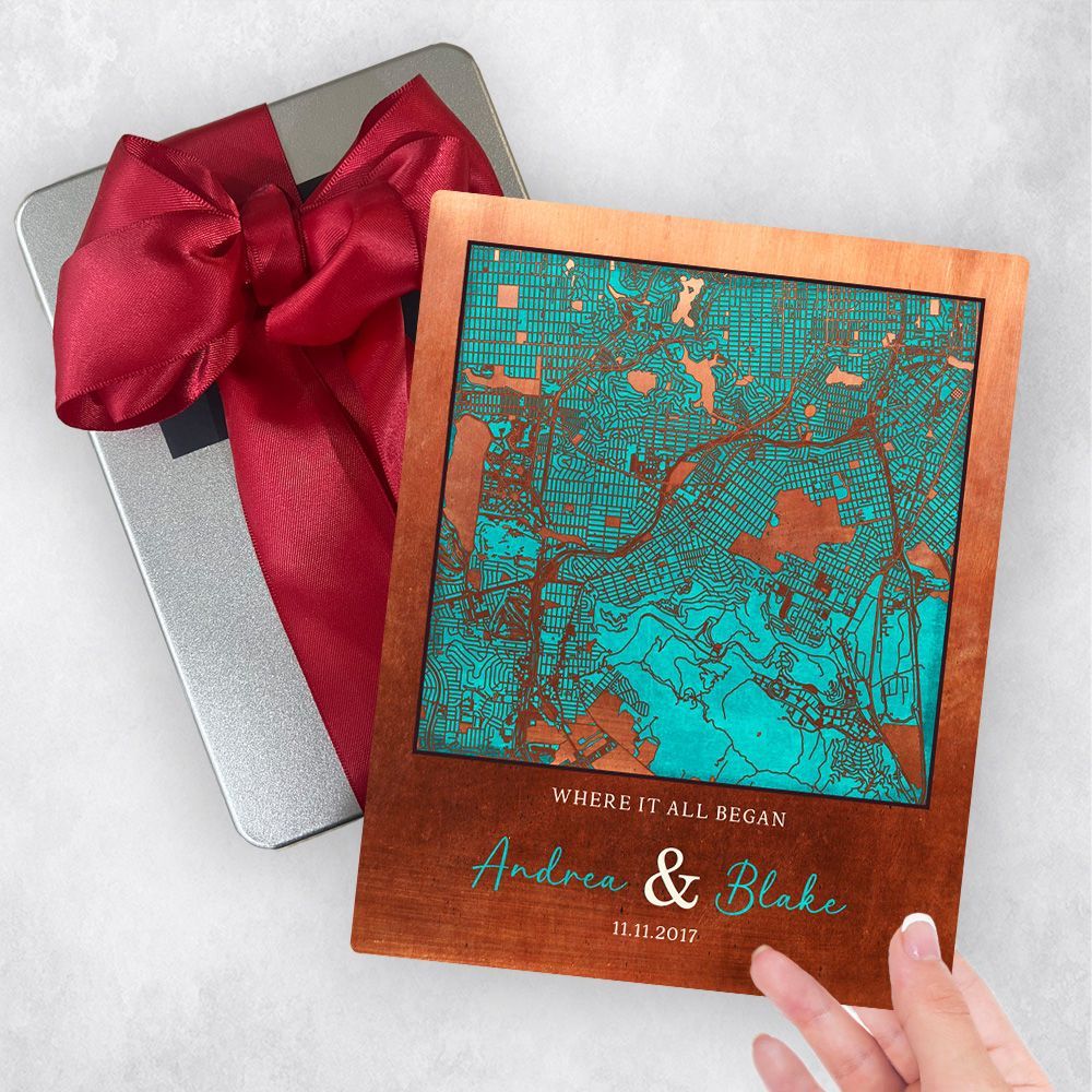 #1 Best Seller - Copper City Map 7th Anniversary Gift Delivery Box Gift for Couple TOY-1584