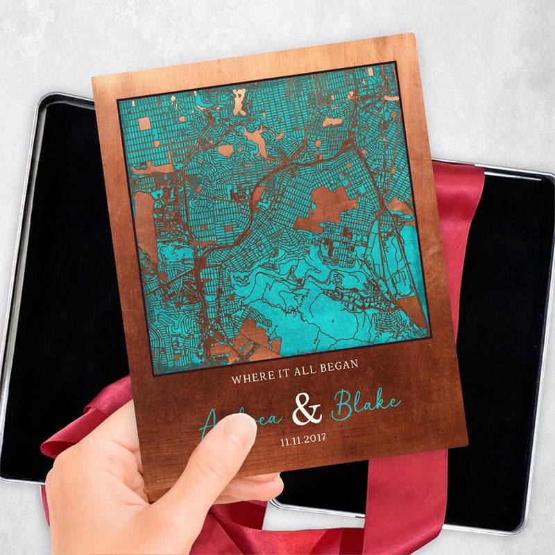 #1 Best Seller - Copper City Map 7th Anniversary Gift Delivery Box Gift for Couple TOY-1584