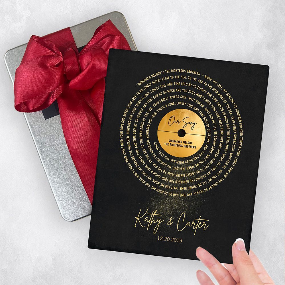 Gold Our Song Gold Record Lable Spiral 50th Anniversary Gift Delivery Box Gift for Couple TOY-2118