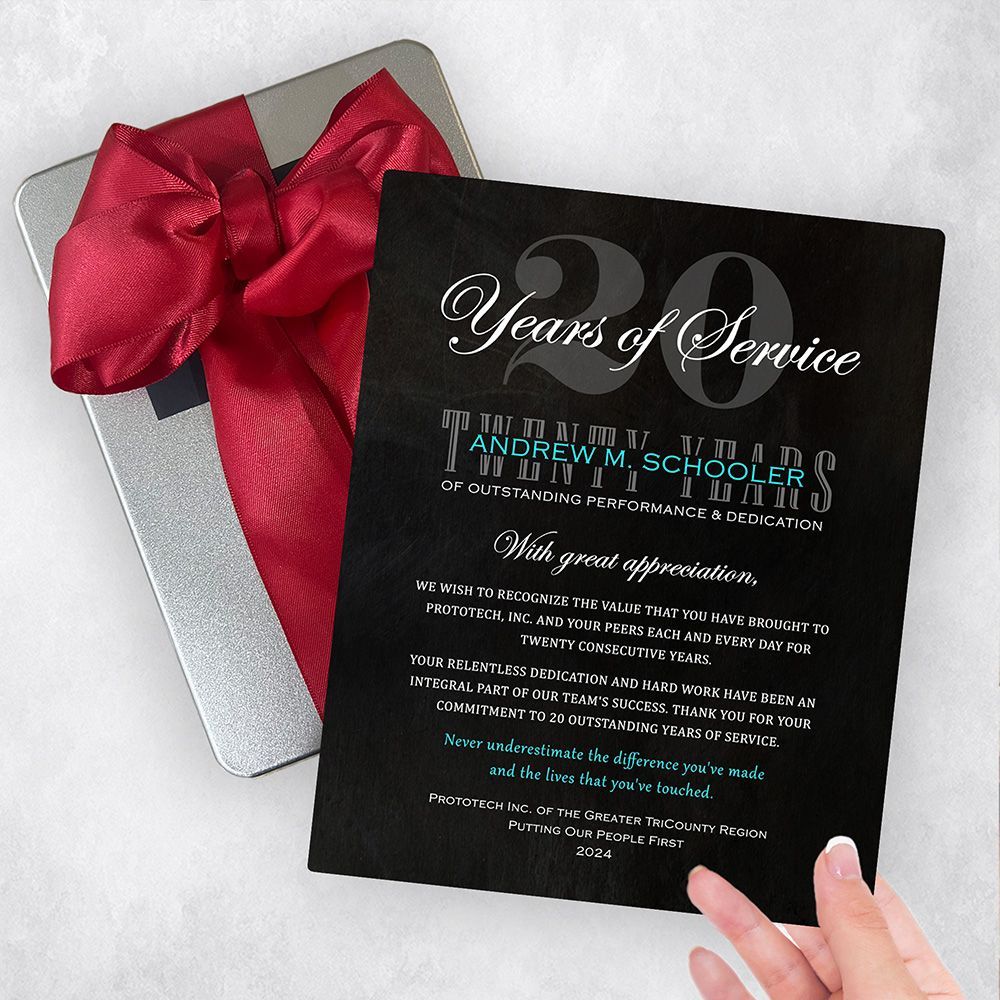 #1 Best Seller - Tin 20 Years of Service Employee Appreciation Gift Delivery Box Gift for Employee TOY-2109