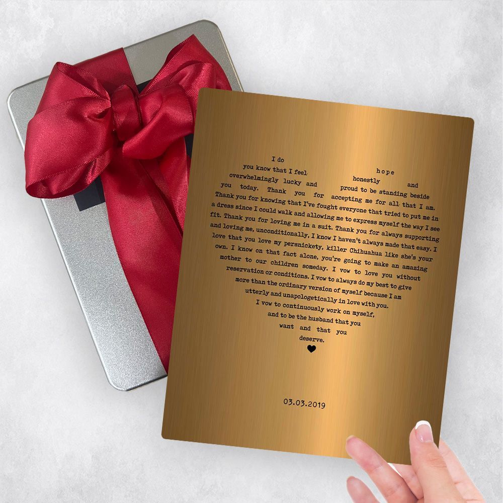 Brass Heart Shape Song Lyrics 21st Anniversary Gift Delivery Box Gift for Couple TOY-1790