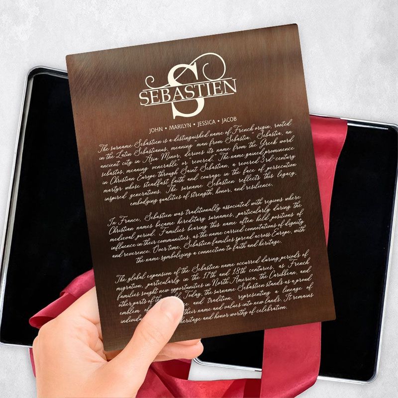 #1 Best Seller - Bronze Surname Monogram and History Housewarming Gift Delivery Box Gift for Family TOY-2122