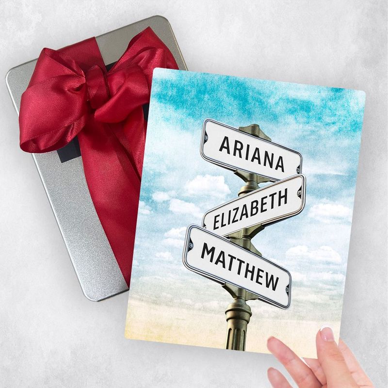 Family Signpost 3 Names 2nd Anniversary Gift Delivery Box Gift for Couple TOY-1940