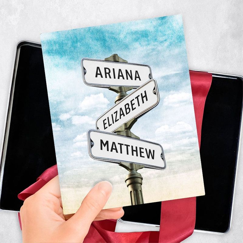 Family Signpost 3 Names 2nd Anniversary Gift Delivery Box Gift for Couple TOY-1940