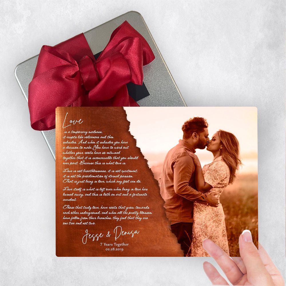 Copper Wedding Photo and Vows 7th Anniversary Gift Delivery Box Gift for Couple TOY-2160