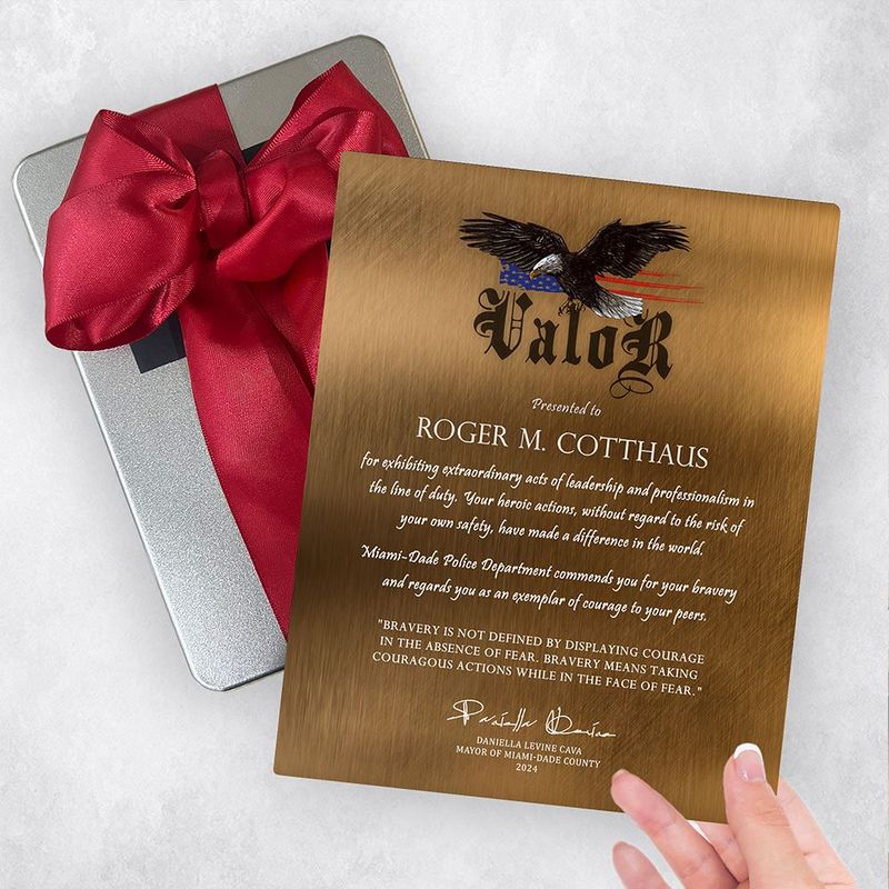 Bronze Award of Valor for Bravery Recognition Gift Delivery Box Gift for Police TOY-2129