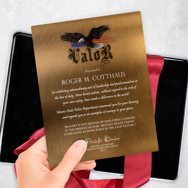Bronze Award of Valor for Bravery Recognition Gift Delivery Box Gift for Police TOY-2129