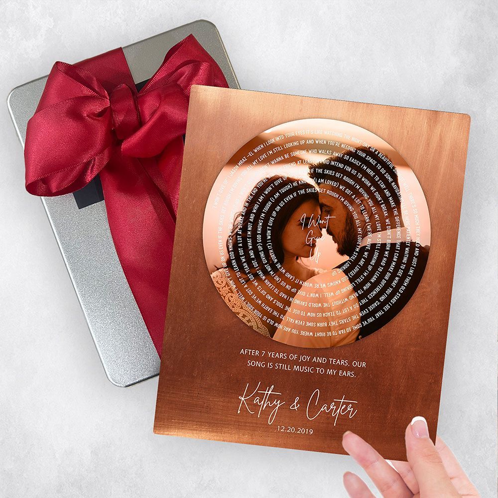 Copper Our Song Lyrics Record Label Photo 7th Anniversary Gift Delivery Box Gift for Couple TOY-2117