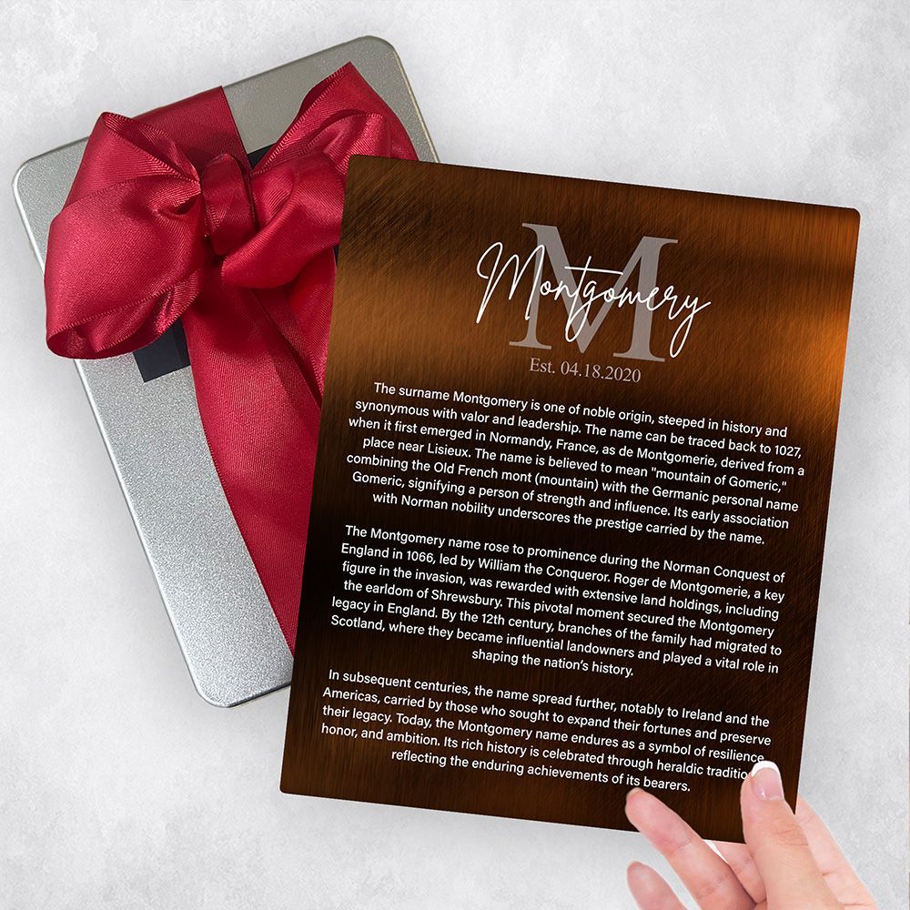 Bronze Surname Monogram and Established History Housewarming Gift Delivery Box Gift for Family TOY-2135