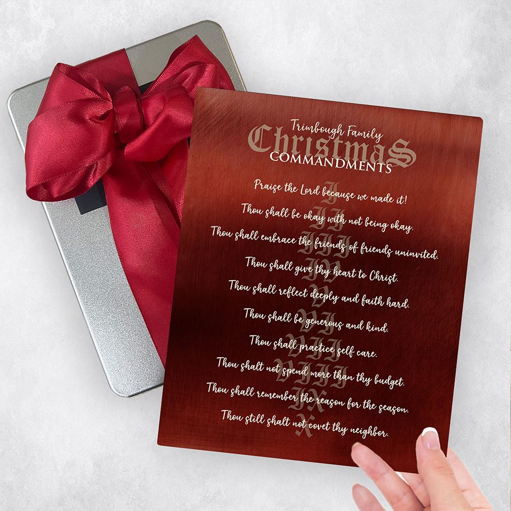 Red Tin Christmas 10 Commandments Christmas Gift Delivery Box Gift for Family TOY-2121