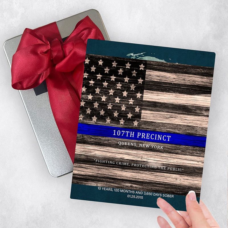 Tin Thin Blue Line American Flag Recognition Gift Delivery Box Gift for Police TOY-2111