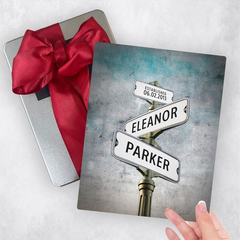 Tarnished Tin Crossroads Signpost 10th Anniversary Gift Delivery Box Gift for Couple TOY-1947